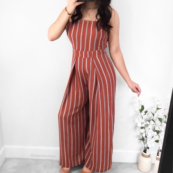 orange and white striped jumpsuit